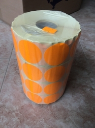 Papírové etikety na roli, kruh pr. 50 mm, 2.000 ks na roli  - signální oranžová
