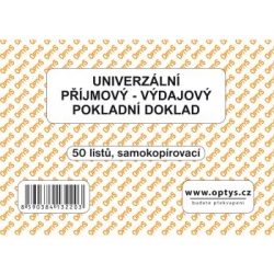 Univerzální příjmový-výdajový pokladní doklad  50 listů,nečíslovaný,samopropisovací