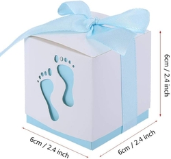 JZK 50 x Světle modrá krabička s pentlí - symbol pro křest, narození - chlapeček