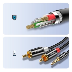 Ugreen 10590 3.5 mm Jack / 2RCA Jack audio kabel 3m Black