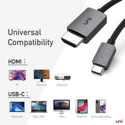 Kabel USB "C" / HDMI, 4K UHD, 2m, nylon, kvalitní od zn.UNI
