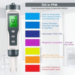 Digitální pH metr s ATC Testerem a TDS teploměrem, 3 v 1 