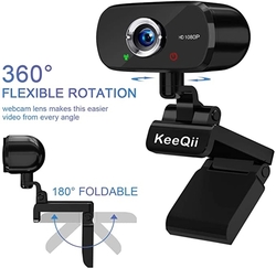 Webová kamera KeeQii pro PC, HD 1080P s mikrofonem a s automatickým ostřením. 