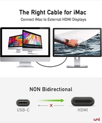 Kabel USB "C" / HDMI, 4K UHD, 1,8 m, nylon, kvalitní od zn.UNI