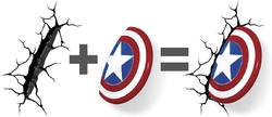 Nástěnné svítidlo Marvel Captain Amerika štítek 3D FX, červená, bílá a modrá