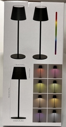 LED, RGB - přenosná stolní lampa dobíjecí, plynule stmívatelná, dotyková, vnitřní i venkovní použití