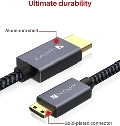 Kabel mini HDMI / HDMI, pozlacený konektor, 4K UHD, 2m, nylon, kvalitní