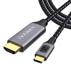 Kabel USB "C" / HDMI, pozlacený konektor, 4K UHD, 2m, nylon, kvalitní