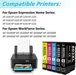 Náplně pro Epson 603 XL, do tiskáren Epson XP-3100 XP-2100 XP-3105 XP-4100 XP-2105 XP-4155...