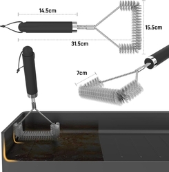 Kartáč na gril TNTOR 31,5 cm s extra dlouhými štětinami z ušlechtilé oceli a tepelnou izolací