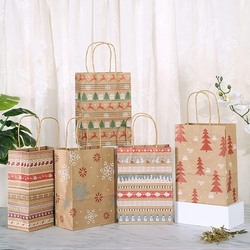 Sada 20 kusů vánočních dárkových tašek, 5 stylů, kraftový papír, 22 x 16 x 8 cm