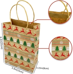 Dárková vánoční taška, 5 stylů, kraftový papír - 22 x 16 x 8 cm - 1 ks. 