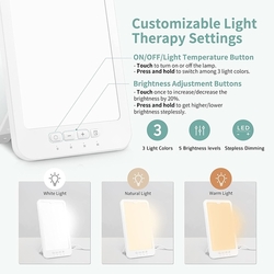LED přenosné svítidlo HOSOME, 10 000 luxů v plném spektru, regulace intenzity a barvy světla - 