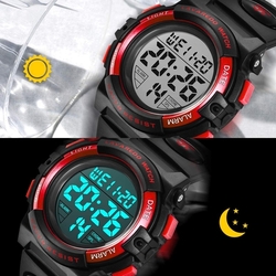 Digitální hodinky chlapecké - červeno-černé
