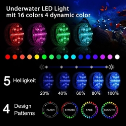 LED světlo pod vodní hladinu s RF dálkovým ovládáním
