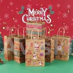 Sada 24 kusů vánočních dárkových tašek, 6 stylů, kraftový papír