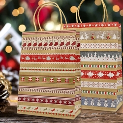 Sada 20 kusů vánočních dárkových tašek, 5 stylů, kraftový papír, 22 x 16 x 8 cm