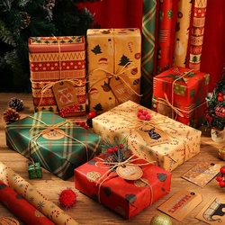 Dárkový vánoční papír, 70 x 50 cm, 6 listů, 2x stuha, 1x oboustranná lepicí páska 