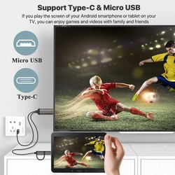 Kabel  HDMI / USB "C"+ USB Micro s USB  konektorem pro nabíjení, 2m, nylon, kvalitní od zn. Mira Screen