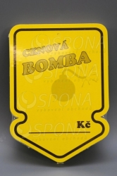 Visačky SKONTO ŠIPKA 105 x 150, CENOVÁ BOMBA, žluté, 50 ks