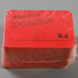Cenovky DREAMER 75 x 52 mm, CENOVÁ BOMBA, červené, 50 ks