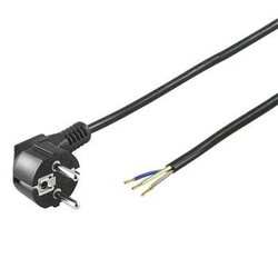 Flexo kabel síťový třížilový 230V s úhlovou vidlicí 2m, 3 x 0,75mm, černý, PVC
