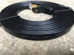 Plochý patch kabel UTP, RJ45-RJ45, CAT7, 2m černý