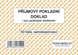 Přijmový pokladní doklad, nečíslovaný, samopropisovací, 50 listů.