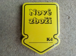 Visačky SKONTO ŠIPKA 105 x 150, NOVÉ ZBOŽÍ, žluté, 50 ks 