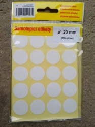 Samolepicí etikety na archu půměr 20 mm / 200 etiket