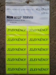 Etikety - potisk "ZLEVNĚNO!", signální žluté, rozměr 45 x 19 mm, 100ks