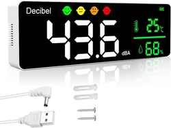 Digitální měřič hladiny zvuku 30-130dB Decibel měřič, hluk/teplota/vlhkoměr