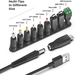 TAIFU - JBL 5V 9V 12V 17V 1A 2A 3A USB DC adaptérový kabel na jack 5,5 x 2,1 mm se 7 konektory