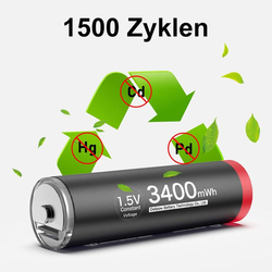 Akumulátor Delyeepow  - USB-C AA baterie, lithiová dobíjecí