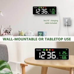 Digitální měřič hladiny zvuku 30-130dB Decibel měřič, hluk/teplota/vlhkoměr