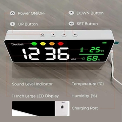 Digitální měřič hladiny zvuku 30-130dB Decibel měřič, hluk/teplota/vlhkoměr