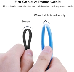 Plochý patch kabel UTP, RJ45-RJ45, CAT7, 2m černý