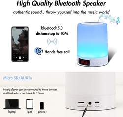 LED lampička s Bluetooth reproduktorem, budíkem a MicroSD/AUX/MP3 přehrávačem