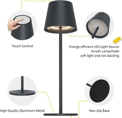 LED, RGB - přenosná stolní lampa dobíjecí, plynule stmívatelná, dotyková, vnitřní i venkovní použití