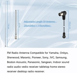 Teleskopická FM anténa Superbat pro stereo přijímač v interiéru, FM rádiová anténa 75 ohmů