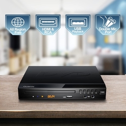 DVD, CD a USB přehrávač Gueray H-202 s mikrofonními vstupy pro karaoke