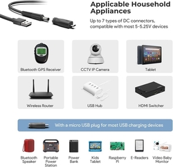 TAIFU - JBL 5V 9V 12V 17V 1A 2A 3A USB DC adaptérový kabel na jack 5,5 x 2,1 mm se 7 konektory
