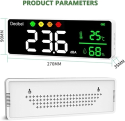 Digitální měřič hladiny zvuku 30-130dB Decibel měřič, hluk/teplota/vlhkoměr