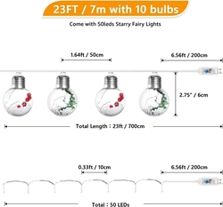 IRENUO Fairy Lights - LED světelný řetěz, 2 kusy v balení - jeden 10 x baňka - žárovka, druhý 50 led diod - teplá bílá