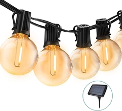 LED - Solární řetěz v délce 5 metrů, 12 LED žárovek, solární panel s akumulátorem
