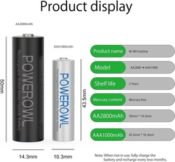 Sada dobíjecích baterií POWEROWL AA, AAA - 4+4 kusy