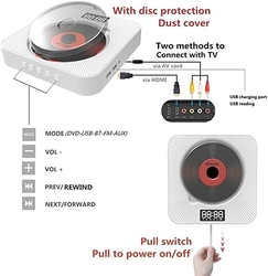 Nástěnný, Bluetooth, Flash, CD, DVD,  přehrávač s FM rádiem a AUX vstupem - KC-608 - VYBALENO