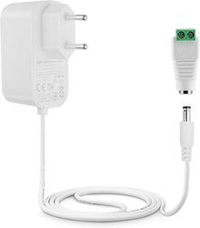  Lonnky - Síťový zdroj 12V 1A DC, přípojka 5,5 x 2,1 mm jack, 3 metry kabel, bílý, svorkovnice