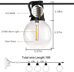 LED solární řetěz v délce 5 metrů, 12 LED žárovek, solární panel