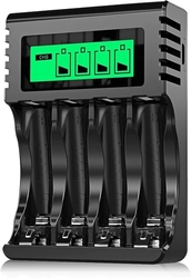 Nabíječka baterií POWEROWL se 4 sloty pro AA a AAA baterie s LCD displejem